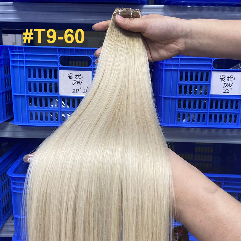 Human Hair Wig Hand Braided Hair Curtain Ladies Human Hair Genius Weft Bundles European and American Cross-Border