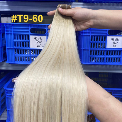 Human Hair Wig Hand Braided Hair Curtain Ladies Human Hair Genius Weft Bundles European and American Cross-Border