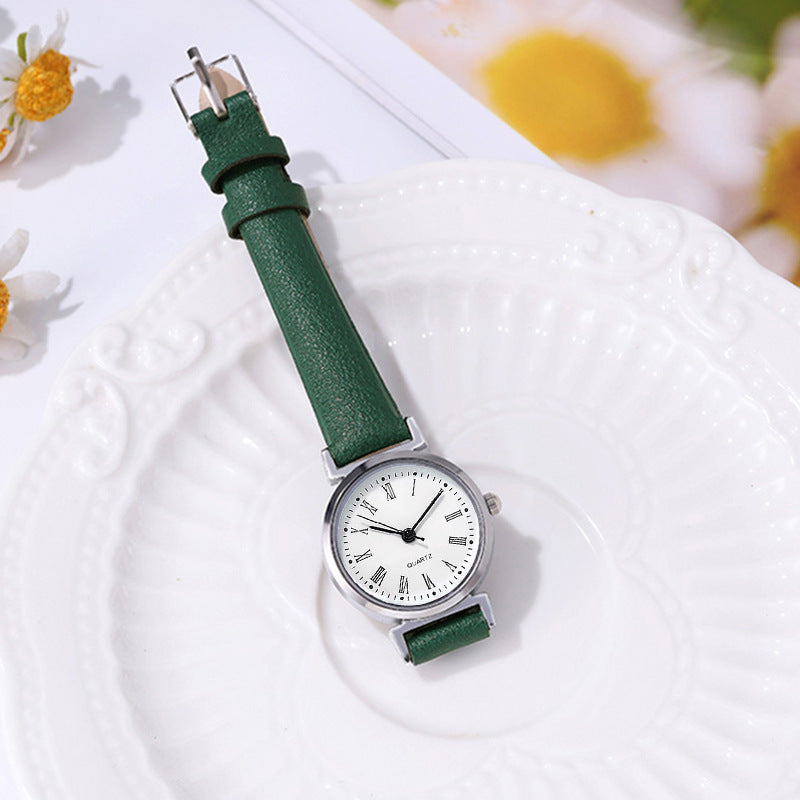 Cross-Border In-Stock Student Watches for Women, Niche Digital Thin Leather Strap Quartz Exam Ladies' Wholesale Student Electronic Watches