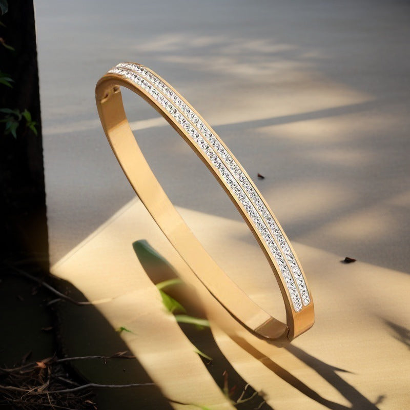European and American Cross-Border Stainless Steel Bracelet, Titanium Steel Nail Bracelet for Women, Non-Fading, Simple, Versatile, Fashionable and Elegant Bracelet