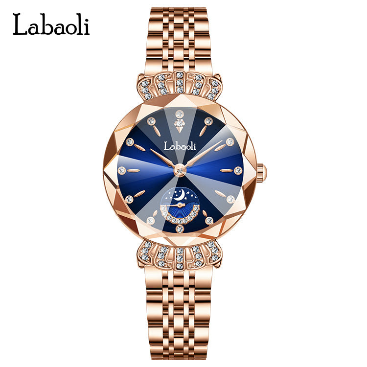 Laboli women's watch live popular Diamond-embedded women's small second plate watch light luxury niche fashion waterproof quartz watch