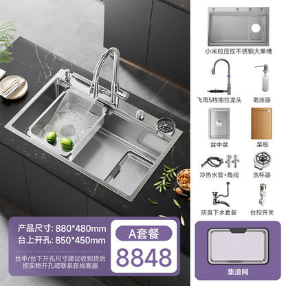 Dishwasher Replacement Extra-Large Single-Slot 304 Stainless Steel Sink Kitchen Dishwashing Sink Vegetable Washing Basin