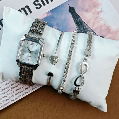 New Trendy Square Women's Quartz Watch Fashion Steel Band Women's Wristwatch Wholesale from Manufacturer in Stock
