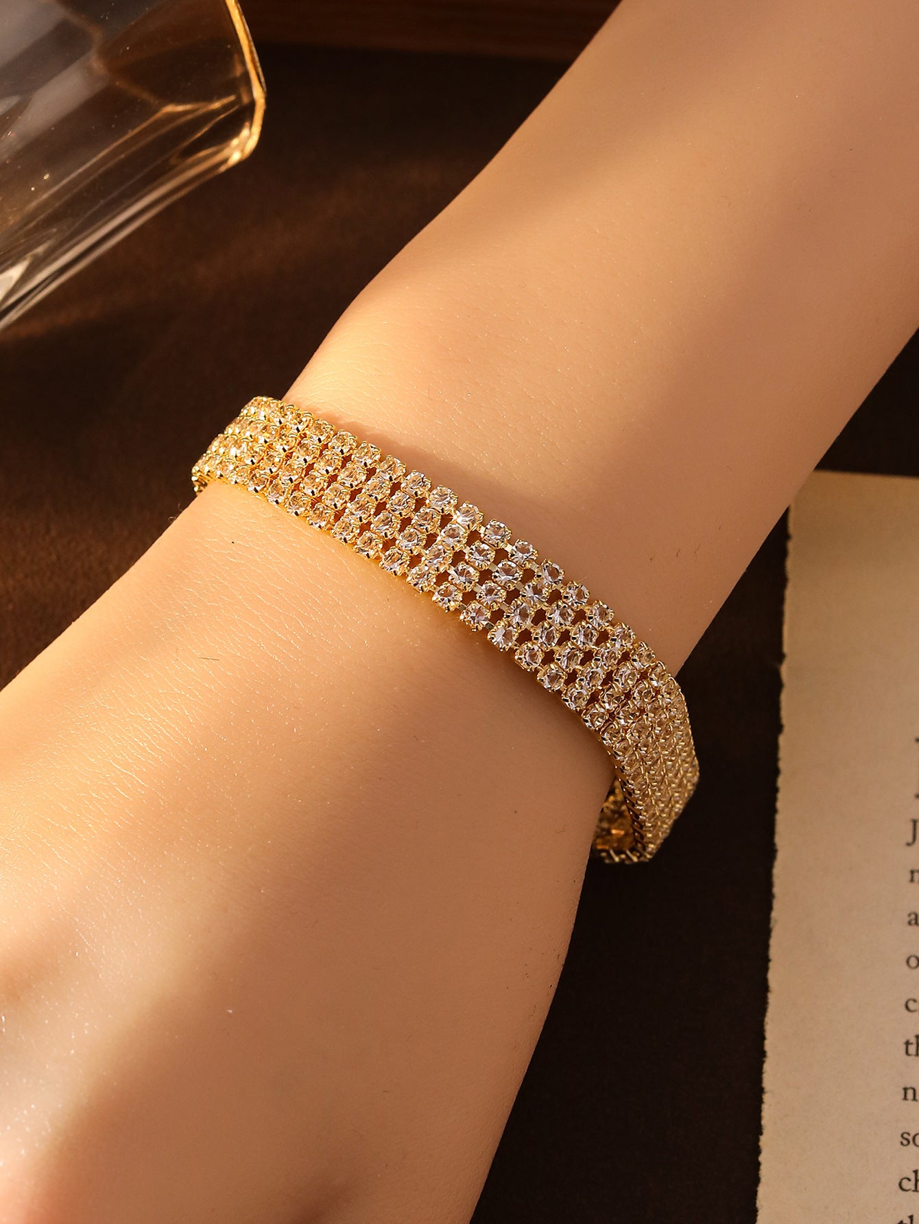 Cross-border Explosive Simple Fashion Rai Diamond Bracelet High-end Korean Style Light Luxury Full Diamond Bracelet European and American Style Personalized Bracelet