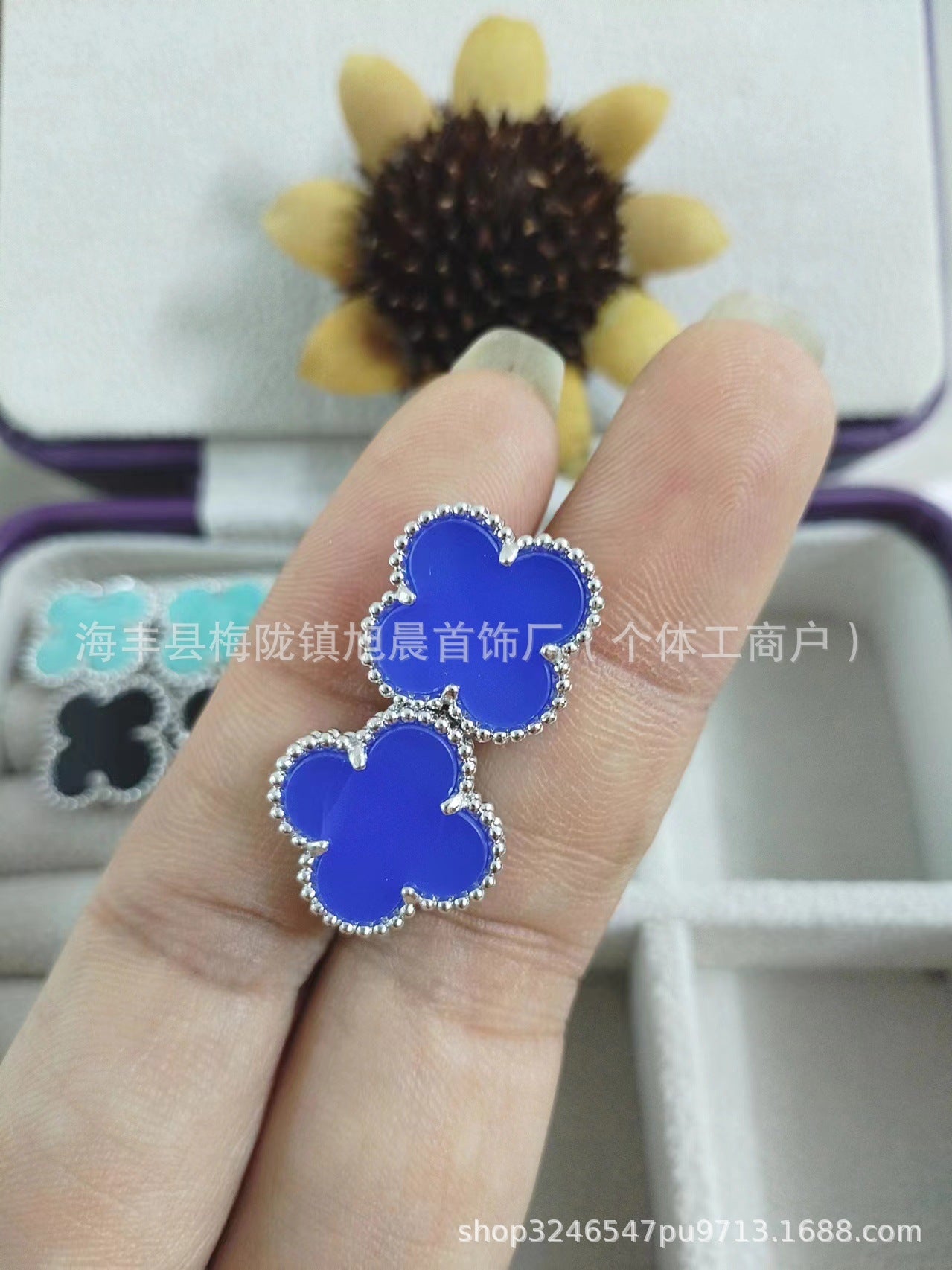 15mm New Fanjia Lucky Clover Ear Studs 18 Rose Gold Light Luxury Niche High-Grade All-Match Light Luxury Earrings