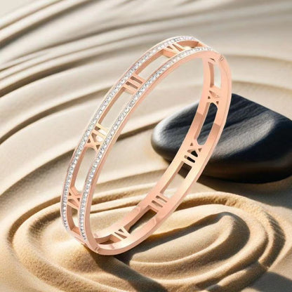 Cross-border Stainless Steel Bracelet Women's High-grade Electroplated Circle Bracelet Diamond Light Luxury Titanium Steel Fashion Jewelry
