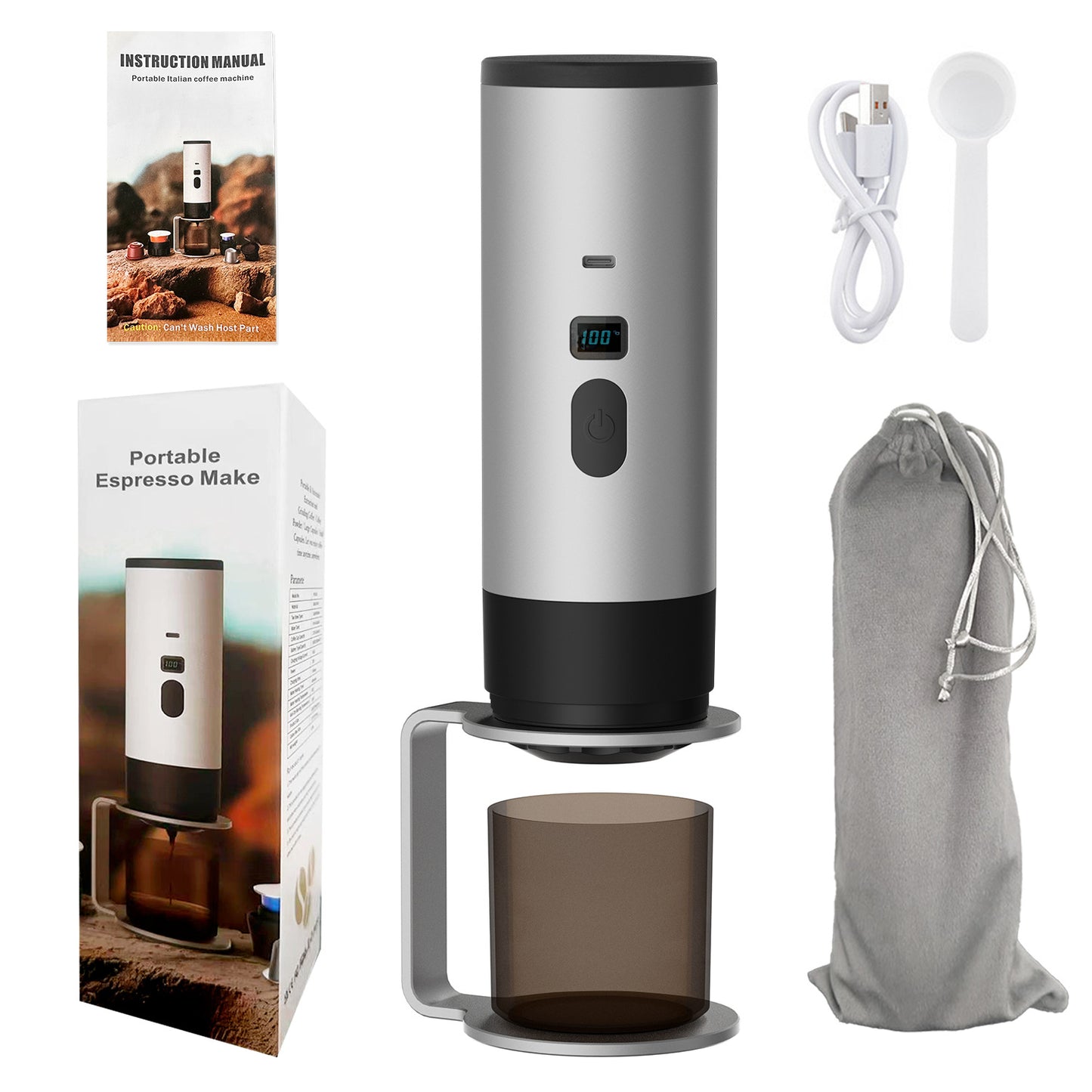 Cross-border portable capsule coffee machine automatic wireless heating small household outdoor portable coffee machine wholesale