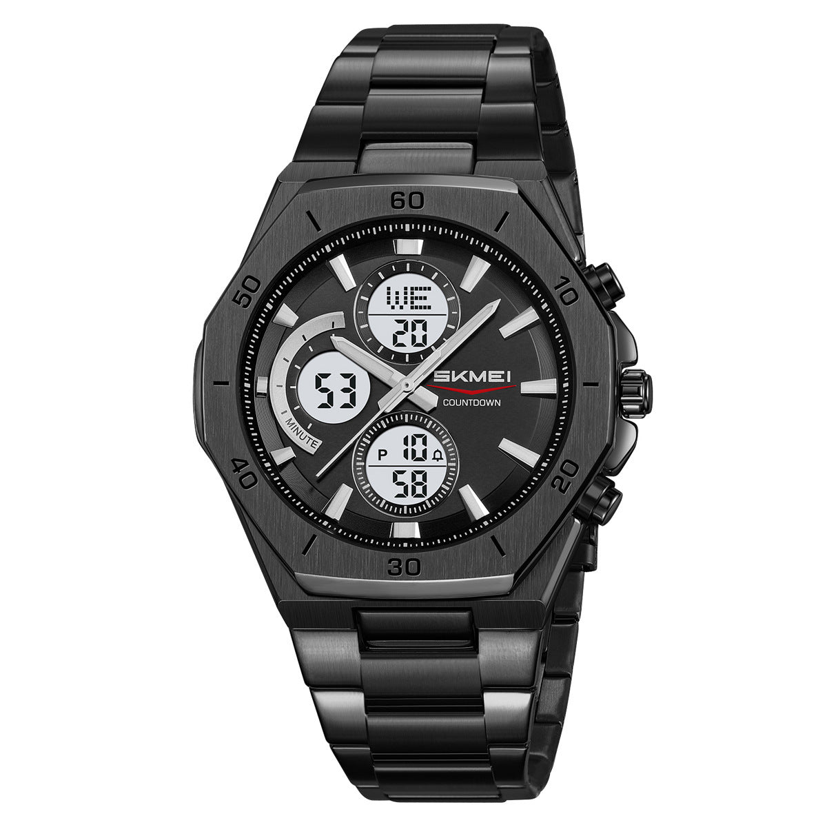 Ums Men's Steel Band Watch Dual Movement Waterproof Luminous Multi-Function Chronograph Watch Foreign Trade Cross-Border Spot Wholesale