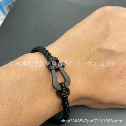 New Trendy Ins Black Samurai Black Couple's Year Horseshoe Buckle Steel Rope Bracelet Bracelet Men's Bracelet