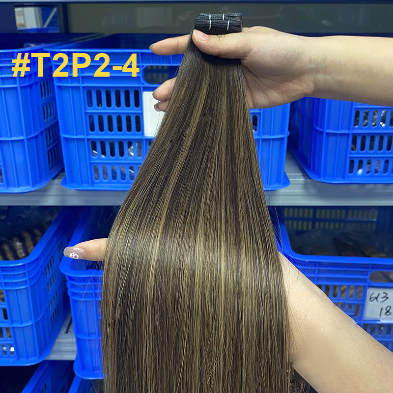 Human Hair Wig Hand Braided Hair Curtain Ladies Human Hair Genius Weft Bundles European and American Cross-Border