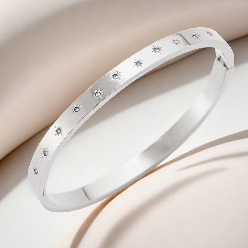 Cross-border Stainless Steel Bracelet Women's High-grade Electroplated Circle Bracelet Diamond Light Luxury Titanium Steel Fashion Jewelry