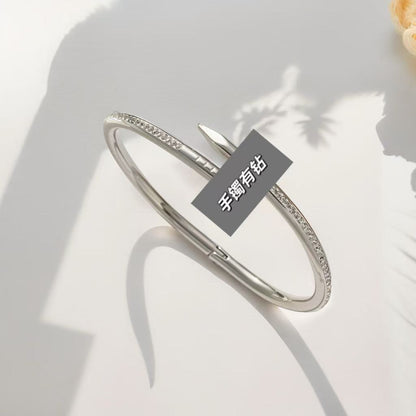 European and American Cross-Border Stainless Steel Bracelet, Titanium Steel Nail Bracelet for Women, Non-Fading, Simple, Versatile, Fashionable and Elegant Bracelet