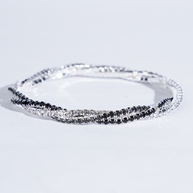 Women's Braided Crystal Bracelet Stretch High-end Bracelet Girlfriend Bracelet Light Luxury Photo Shooting Exquisite Jewelry