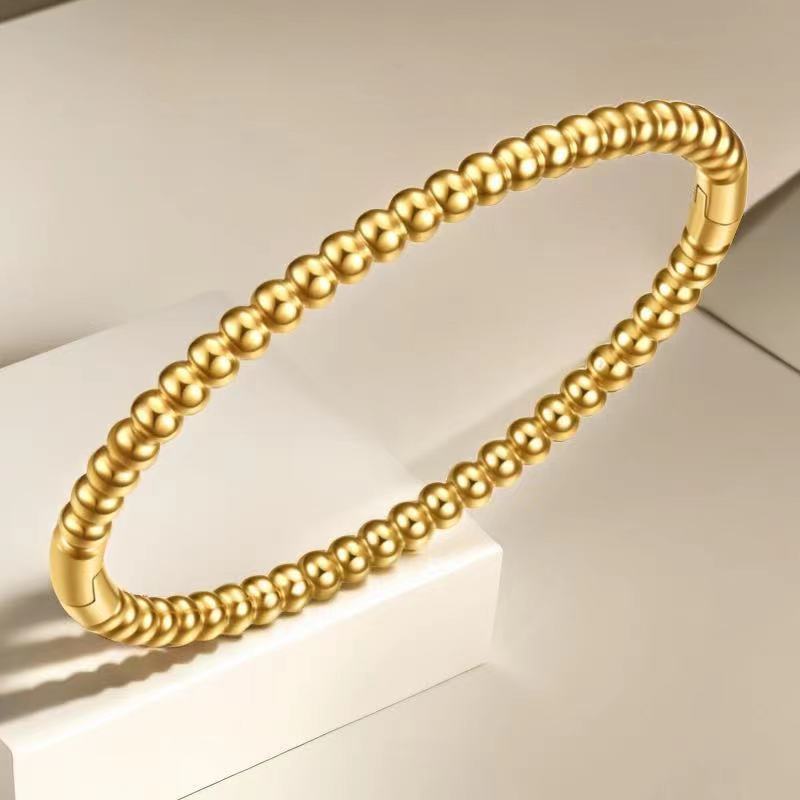 Cross-border Stainless Steel Bracelet Women's High-grade Electroplated Circle Bracelet Diamond Light Luxury Titanium Steel Fashion Jewelry