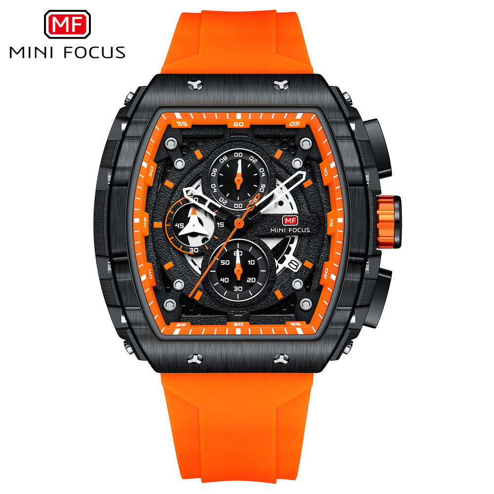 Mini Focus Brand Watch Outdoor Style Barrel Men's Watch Curved Mirror Gradient Cut Out Men's Watch 0399g