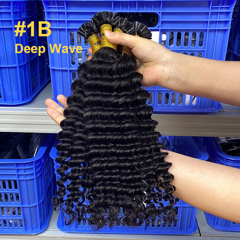 Customized Black Long Straight Wig Human Hair Seamless Hair Extensions U-Tip Hair Natural Color Nail Hair Extensions