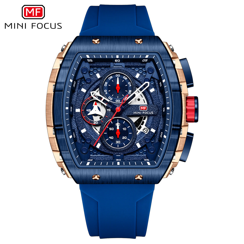 Mini Focus Brand Watch Outdoor Style Barrel Men's Watch Curved Mirror Gradient Cut Out Men's Watch 0399g