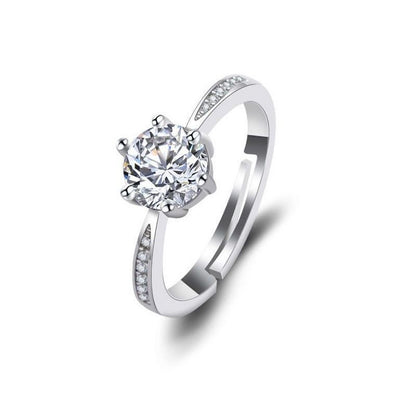 Simulated Classic Six-Claw Ring Women's Open Diamond Ring Niche Moissanite Ring European and American Luxury Foreign Trade Jewelry Manufacturer