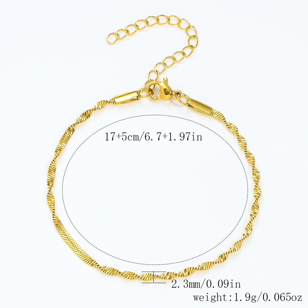 Stainless Steel Bracelet 18K Gold Vacuum Plating Furnace Versatile Simple Everyday Basic Bracelet Color-Preserving Jewelry