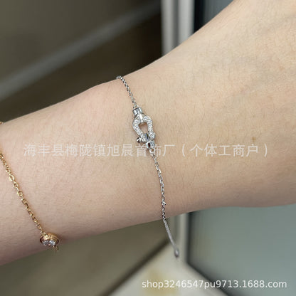 Fred Horseshoe Mini small size Full of Diamond Gifts Ins Lucky Small Bracelet Nautical Buckle Bracelet Necklace