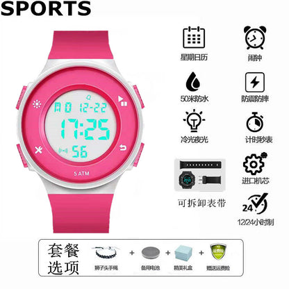 Waterproof luminous electronic watch men's trendy simple female junior high school students children's multi-functional sports watch