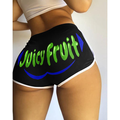 S390076 Amazon Hot Selling European and American Clothing Sexy Tight Shorts Letter Printed Popular Shorts Yoga Pants