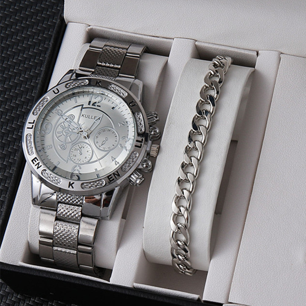 Factory direct sales calendar steel watch men's large dial quartz watch cross-border hot foreign trade men's watches wholesale