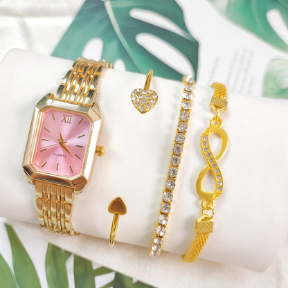 2025 New Light Luxury Steel Band Women's Watch Female Student Fashion Simple Square Quartz Watch Wholesale