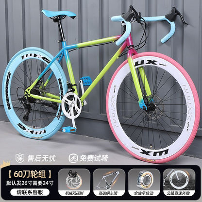 Road Bike Adult Variable Speed Dead Fly Super Light Curved Handle Racing Student Male Female Solid Tire Internet Celebrity Bike
