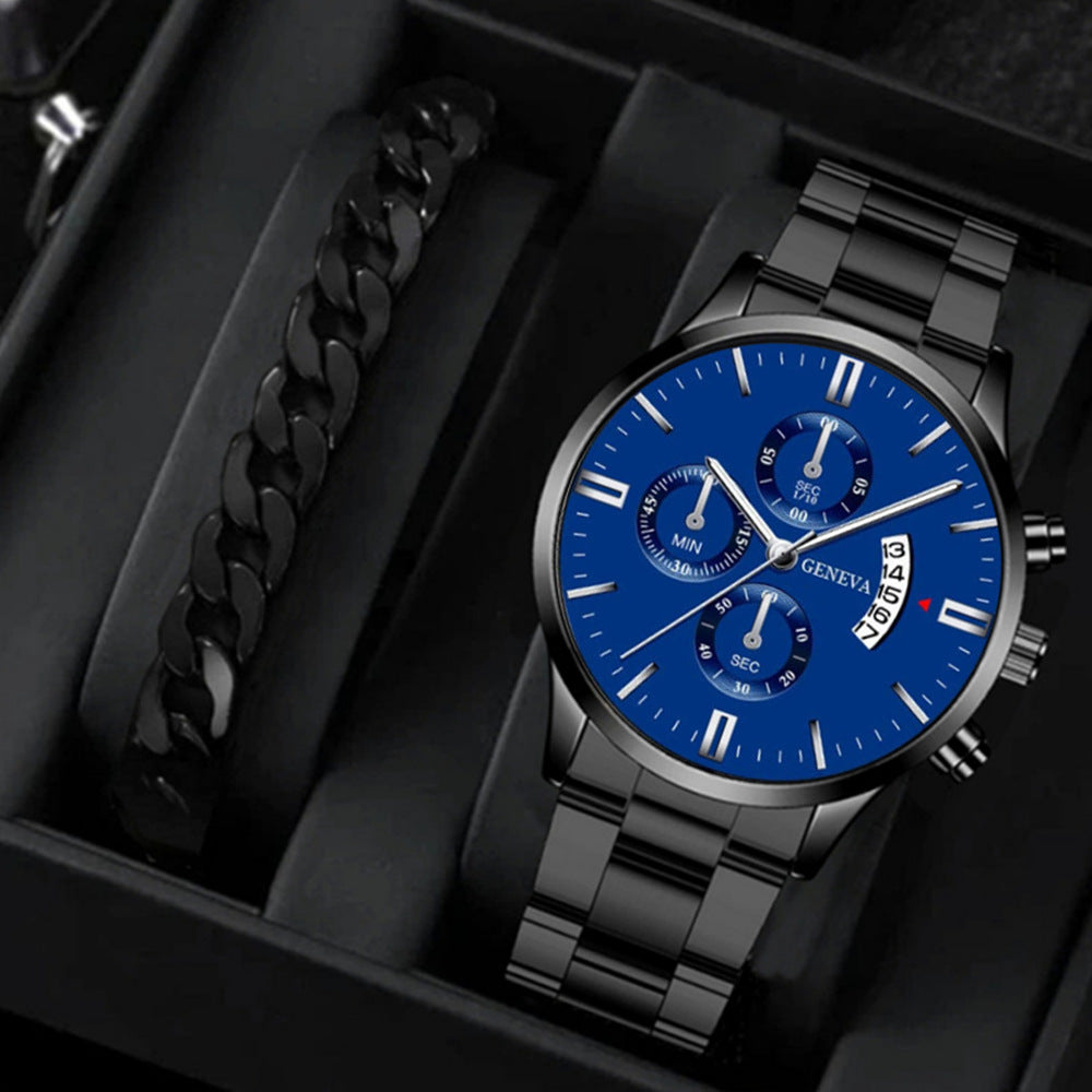 Factory direct sales calendar steel watch men's large dial quartz watch cross-border hot foreign trade men's watches wholesale