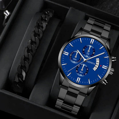 Factory direct sales calendar steel watch men's large dial quartz watch cross-border hot foreign trade men's watches wholesale