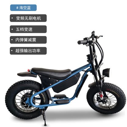16inch Retro Wide Tire Electric Bicycle Snow Off-Road Beach Lithium Battery Moped Cross-Border Foreign Trade Manufacturer Wholesale