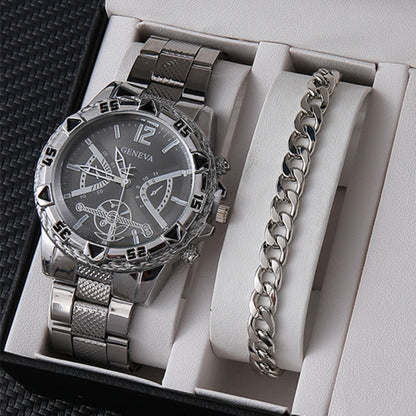 Factory direct sales calendar steel watch men's large dial quartz watch cross-border hot foreign trade men's watches wholesale
