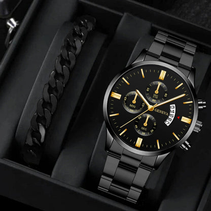 Factory direct sales calendar steel watch men's large dial quartz watch cross-border hot foreign trade men's watches wholesale