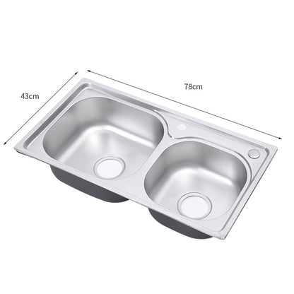 Stainless Steel Kitchen Household Sink Double Slot Thickened Brushed Vegetable Washing Basin Vegetable Sink Sink under the Table