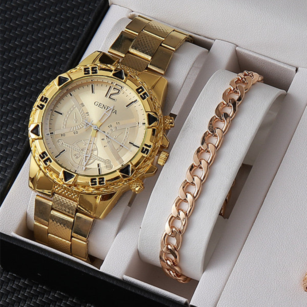 Factory direct sales calendar steel watch men's large dial quartz watch cross-border hot foreign trade men's watches wholesale