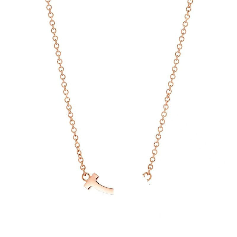 High Version T Home V Gold Smile Smiley Face Necklace Fashion Beautiful Light Luxury Full Diamond Sense Popular Clavicle Chain Gift Female OL
