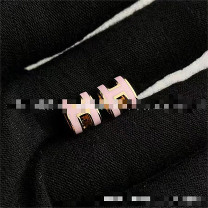 Letter Mini Enamel 18K Rose Gold H Earrings Pop Earrings for Women Accessible Luxury 520 Gifts Valentine's Day Gifts