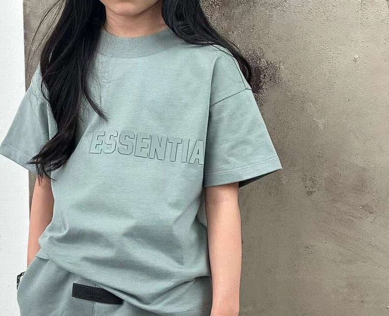 ESSENTIALS Children's Pure Cotton Short-sleeved T-shirt Summer High School Children's Summer Dress Fashionable Brand Fried Street T-shirt Western Style Children's Dress