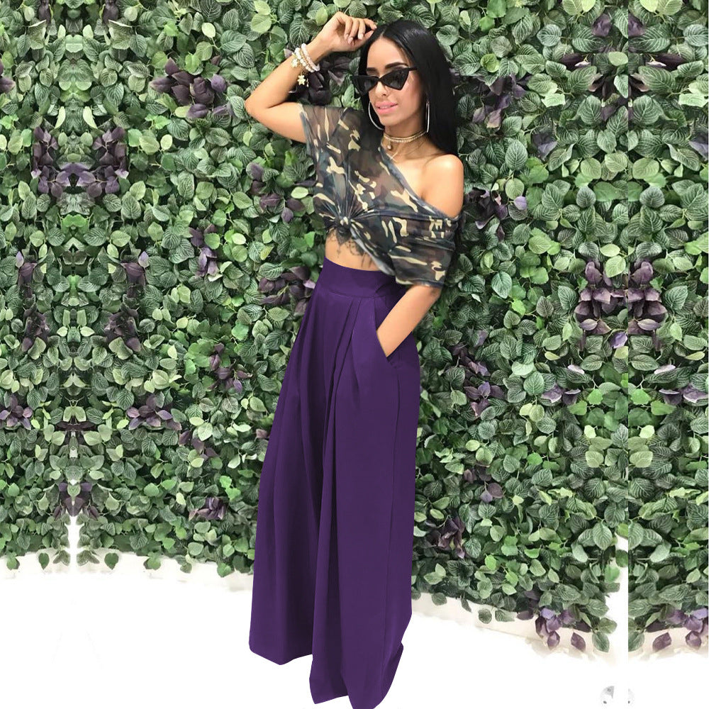 S2018 Hot-Selling Fashion Stylish Flared Pants Wide-Leg Casual Pants Autumn and Winter Wide-Leg Pants 14 Colors Available