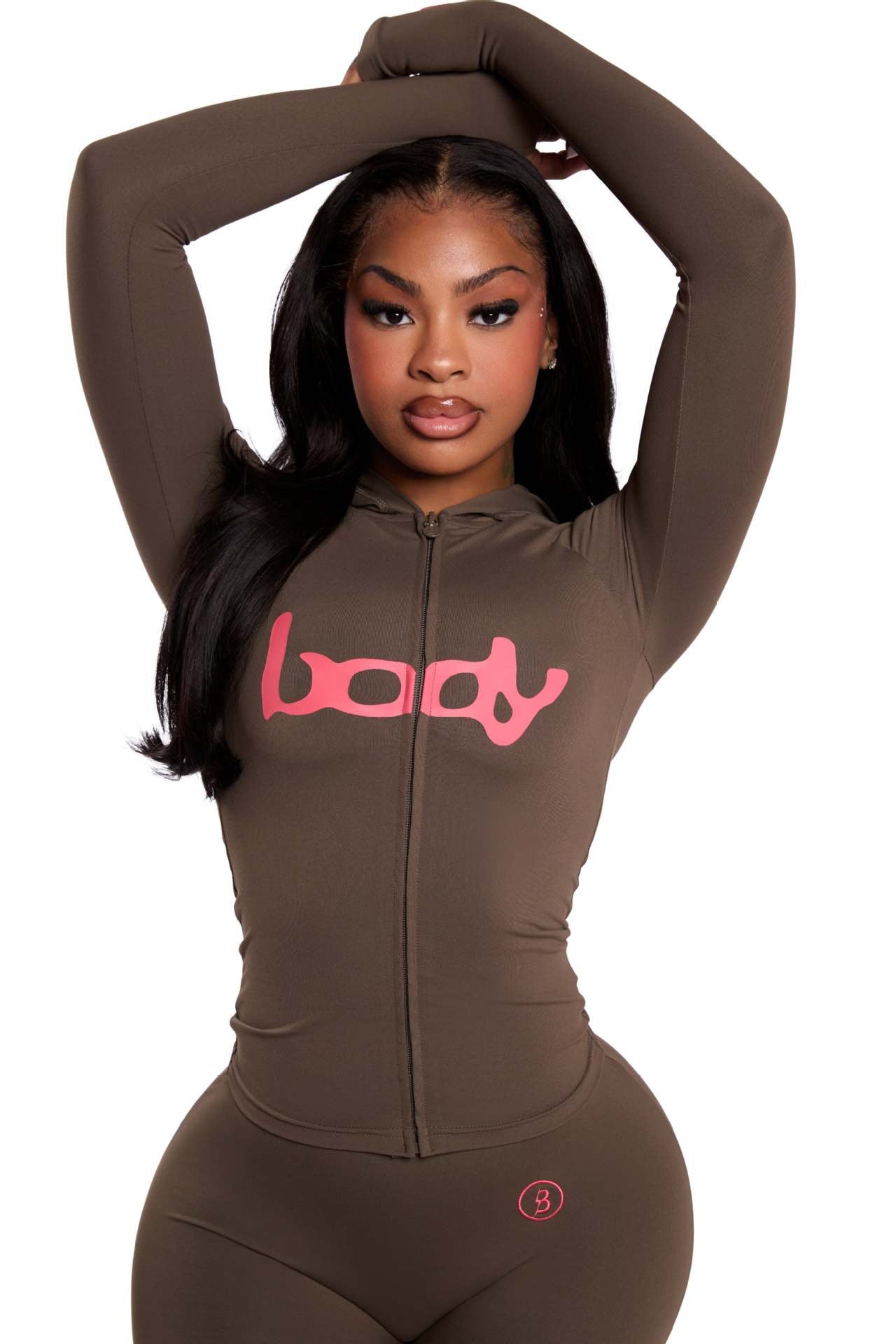 2025 Autumn New European and American Cross-Border Versatile Sexy Letter Print Hooded Long Sleeve Cardigan Top and Pants Set