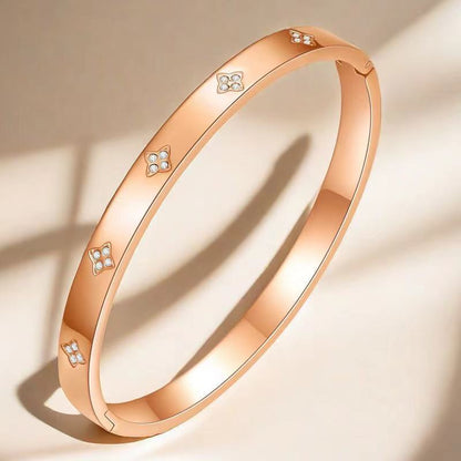 Cross-border Stainless Steel Bracelet Women's High-grade Electroplated Circle Bracelet Diamond Light Luxury Titanium Steel Fashion Jewelry