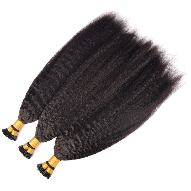 Manufacturer's Ready-Made Real Hair Wig Crystal Line Stick Hair Extension I-Tip Human Hair Wig Cross-Border Wig