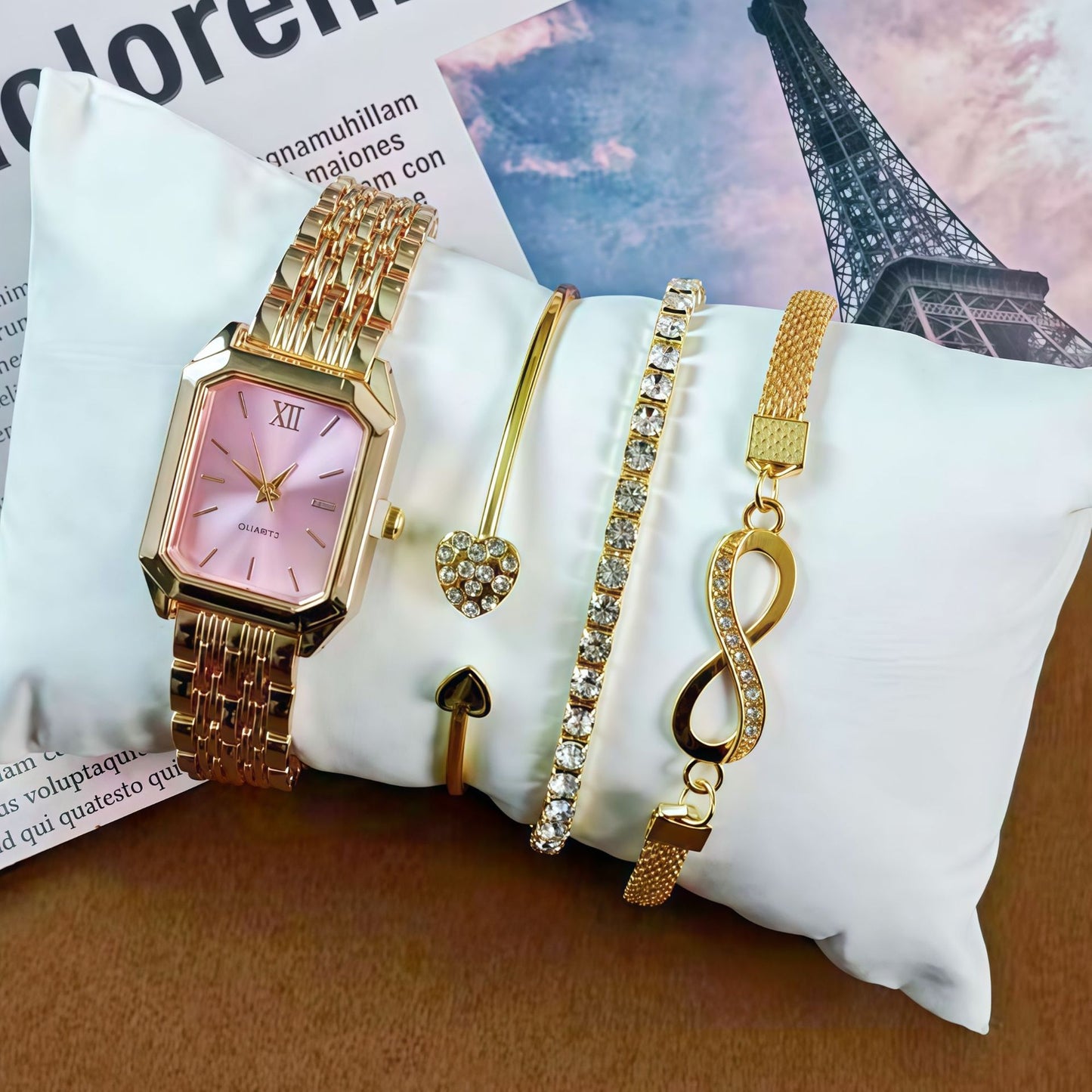New Trendy Square Women's Quartz Watch Fashion Steel Band Women's Wristwatch Wholesale from Manufacturer in Stock