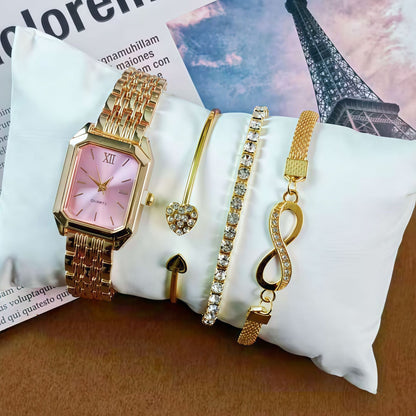 New Trendy Square Women's Quartz Watch Fashion Steel Band Women's Wristwatch Wholesale from Manufacturer in Stock