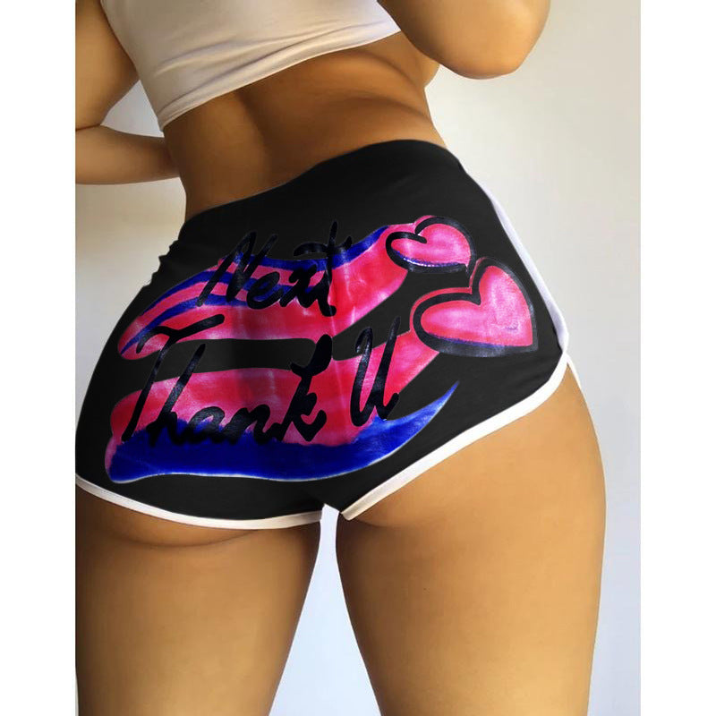 S390076 Amazon Hot Selling European and American Clothing Sexy Tight Shorts Letter Printed Popular Shorts Yoga Pants