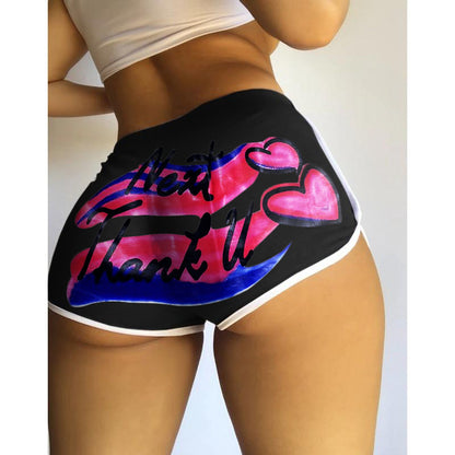 S390076 Amazon Hot Selling European and American Clothing Sexy Tight Shorts Letter Printed Popular Shorts Yoga Pants