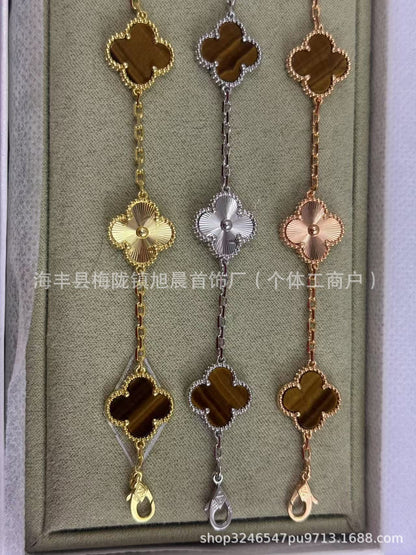 Vanjia V Gold Laser Series Clover Bracelet for Women, Personalized Versatile Fashionable New Jewelry
