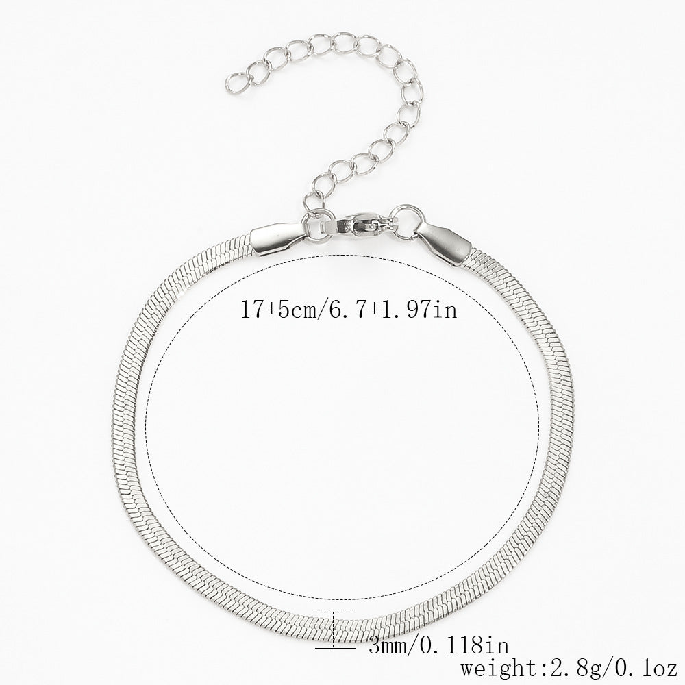 Stainless Steel Bracelet 18K Gold Vacuum Plating Furnace Versatile Simple Everyday Basic Bracelet Color-Preserving Jewelry