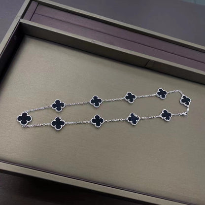 Four Seasons Ten Flower Necklace Female 9 Sterling Silver Four-Leaf Clover Necklace Light Luxury Fashion Temperament All-Match Gift for Girlfriend.